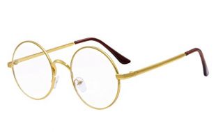 BOZEVON Clear Lens Transparent Glasses - Round Ultrathin Metal Frame Reading Glasses Decor Retro Eyewear Eyeglasses For Men Women Gold (Round)