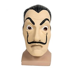 La Casa De Papel Mask Salvador Dali Face Mask Masque Mascara de Dali Money Heist - by ASVP Shop (Mask + Red Suit (2XL)) (Standard, Mask Only)