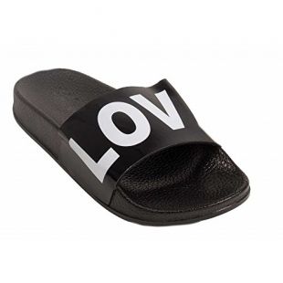 Primtex Claquette Noir Love Effet Brillant Type Mule Femme Noir & Blanc caoutchouc-40
