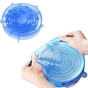 Couvercles Extensibles en Silicone,Eco-friendly Couvert frais réutilisable et durable, 6 pack avec différentes tailles.