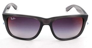 Ray-Ban RB4165 Justin Rectangular Sunglasses, Transparent Grey/Grey Gradient Mirror, 54 mm