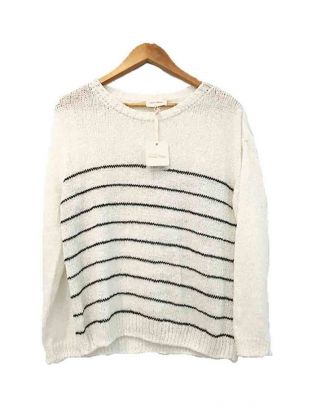 BNWT American Vintage Size S Linen Blend White & Navy Women's Jumper