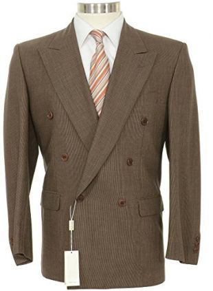 Tessuto Vitale Barberis Canonico 36R Brown Double Breasted Super 100's Wool Suit