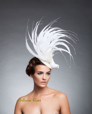 Off white Bird Fascinator, Fur felt headpiece , kentucky derby hat, melbourne cup fascinator , Royal Ascot fascinator
