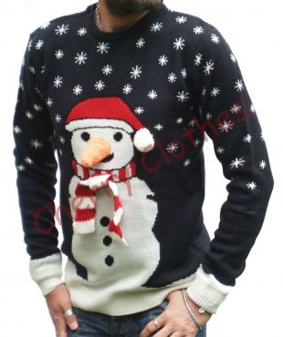 Pull Homme Noël sweater pullover top Fair Isle bonhomme de neige