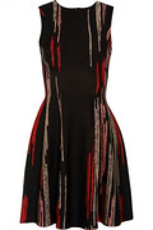 Printed stretch jacquard-knit dress