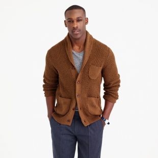 Cotton textured-stitch cardigan sweater