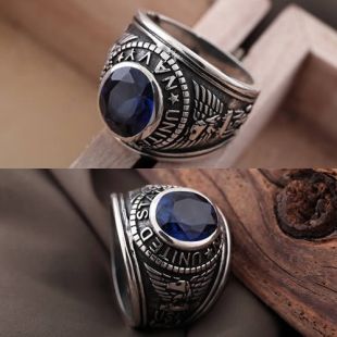 Bague chevalière Mission Impossible US Navy Argent massif 925