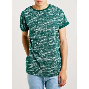 TOPMAN Roller Fit Green Splatter T-Shirt