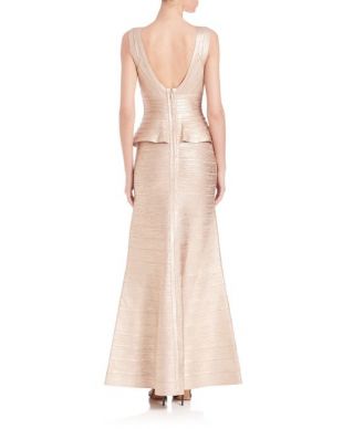 Izabela Foil Peplum Gown