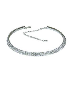 icecoolfashion Collier Ras-De-Cou en Strass Argenté pour Soirées