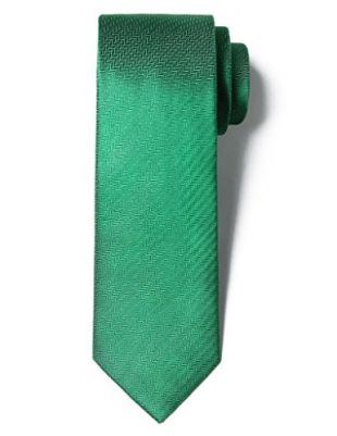 Origin Ties Men's 100% Silk Solid Herringbone Skinny Tie Green