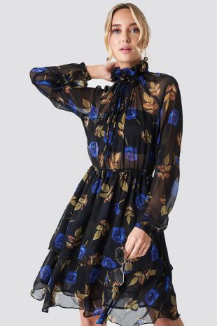 High Frill Neck Dress