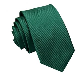 Coloré Cravate Homme cravate mode (TM) Cravate de cravate de mariage de partie mince mince occasionnelle de Mens Plain Slim (Vert foncé)