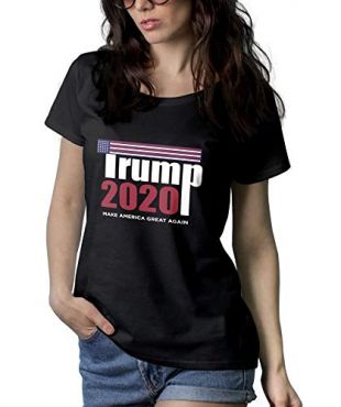 Womens 2020 Donald Trump T Shirt - Make America Great Again Shirt (Black - Make America, S)