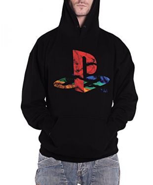 Officially Licensed Merchandise Playstation Distressed Logo Hoodie (Black), Medium