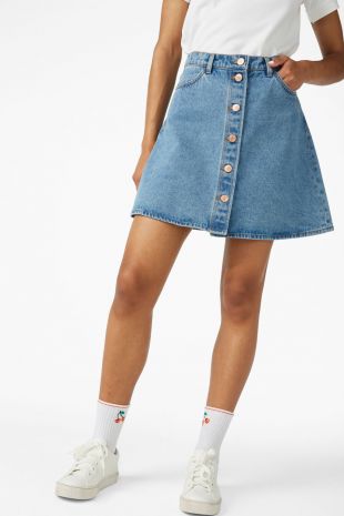 Mini A line denim skirt