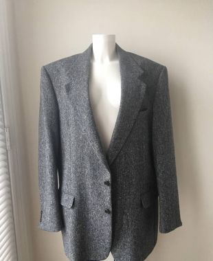 Veste D’équitation Vintage Eagle Clothes – Tweed Laine Beige/noir, Taille 40R, Pièce De Caractère
