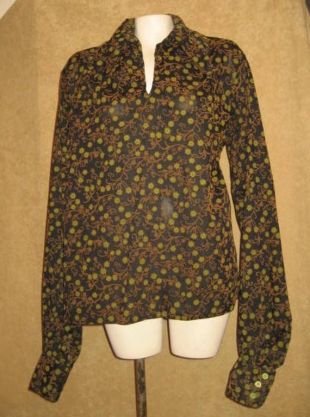 Mens floqué chemise à manches longues 60 s 70 s Vintage