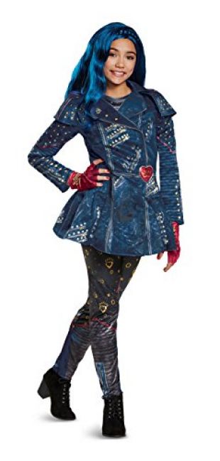 Disguise Evie Deluxe Descendants 2 Costume, Blue, Medium (7-8)