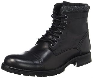 Jack & Jones Men's Jfwmarly Leather Black Classic Boots, 7 UK