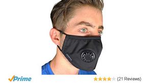 Full Seal Pollution Mask for Men & Women ~ Reusable Cotton Air Filter Mask With Adjustable Ear Loops Perfect for Blocking Pollution Dust Pollen and Germs (Includes 2 Carbon Filters N99) (Black)