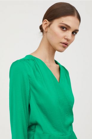 Blouse croisée  - Vert  - H&M