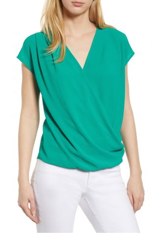 Gibson Draped Faux Wrap Top (Regular & Petite) | Nordstrom