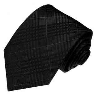 LORENZO CANA - Luxury Italian 100% Silk Tie Grey Black Checkered Handmade - 36092
