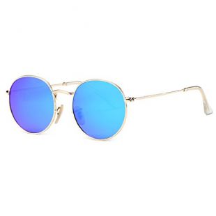 Kimorn Polarized Sunglasses Unisex Classic Small Round Metal Frame Mirrored Lens Sun Glasses K0556 (Gold&Blue)