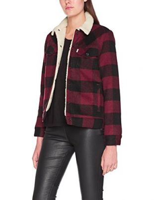 Levi's Wool Bf Sherpa Trucker, Veste en Jean Femme, Multicolore (Kaffir Merlot 4), Large