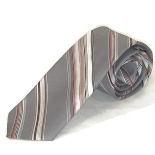 des années 70 rayé, galon argent, argent gris cravate, fait au Canada n, cravates des années 1970, cravate Vintage