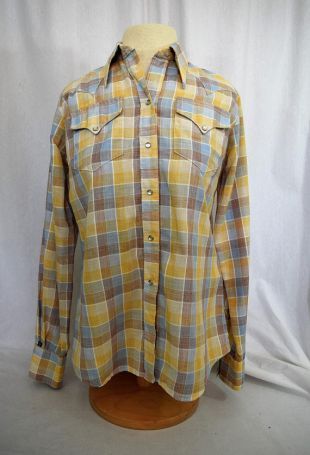 PattensAtticTreasure - Jaune vintage des années 1970, bleu, marron à PattensAtticTreasure - Jaune vintage des années 1970, bleu, marron à