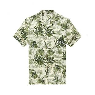 Hawaii Hangover Men's Hawaiian Shirt Aloha Shirt Breadfruit Leaves in White Green