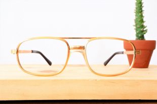 Vintage Eyeglass 1970s Aviator Glasses 14K 20/000 Gold NOS made In France  | eBay