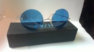 Lunettes rondes sunglasses style Janis Joplin - bleue