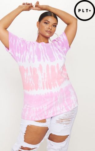 PLT Plus   T shirt rose oversized tie and dye