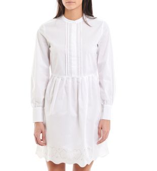 Robe blanche manches longues en popeline de coton - Tara Jarmon