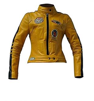 Classyak Women's Fashion Thurman Real Leather Uma Jacket Yellow Small