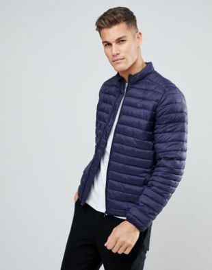 ASOS - Veste matelassée à col cheminée - Bleu marine