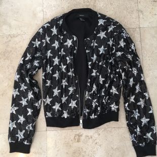 Forever 21 : Black Sequin Silver Star Jacket - Taille S