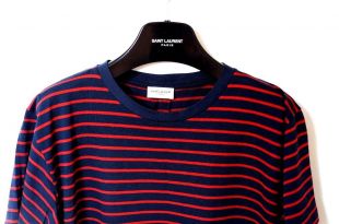 Saint Laurent Paris Hedi Slimane Short Sleeve T Shirt in Red & Navy Stripes (M) | eBay