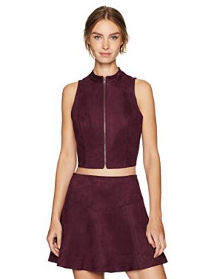 Jack by BB Dakota Women's Dwyer Faux Suede Scuba Zip Top