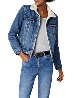 Levi's Original Sherpa Trucker, Veste en Jean Femme, Bleu (Extremely Lovable 3), Large