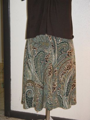 Jupe Midi A-Ligne Femme TALBOTS Noire Paisley M