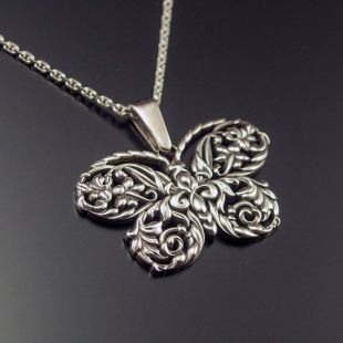 Pendentif Papillon En Argent 925 - Ajouré Et Filigrané - Occasion