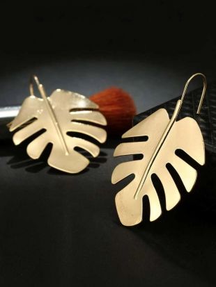 Boucles d'oreilles en forme de feuille en métal