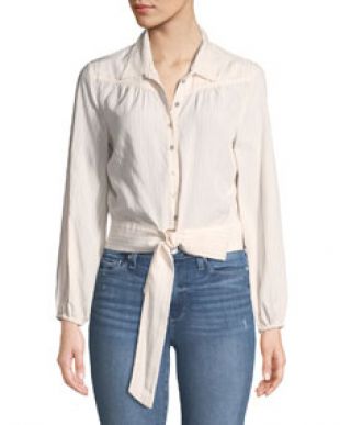 PAIGE Damaris Tie Front Button Down Top