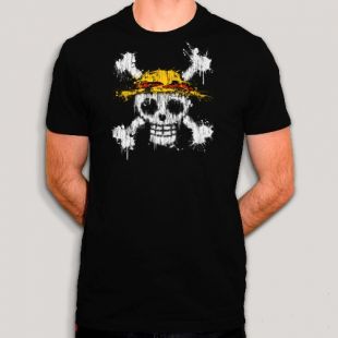 T shirt One Piece   Tête de mort et chapeau de paille de D.luffy