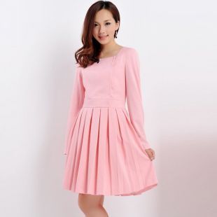 Pleated Skater Dress/ Kate Middleton Pink Dress/ Teal/ Long Sleeve Dress/ Square neckline/ Custom made dress/ 50s dress/ Garden Party Dress